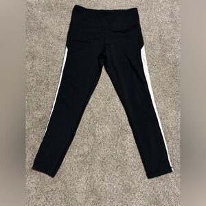 ZYIA Black Leggings with White Animal Print Side Stripes